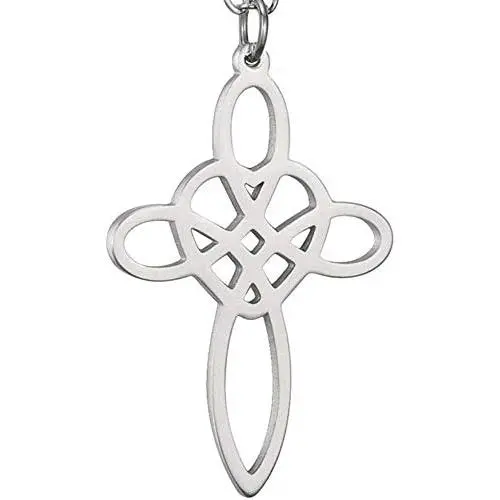 Jude Jewelers Stainless Steel Celtic Knot Christian Heart Cross Plain Pendant Necklace