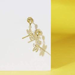 Agvana Sterling Silver Gold Cubic Zirconia Dragonfly Dangle Earrings Bracelet Pendant Necklace Anniversary Birthday Gifts Jewelry for Women Girls Mom Grandma Wife Girlfriend Daughter Her