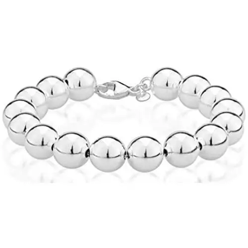Miabella 925 Sterling Silver Italian Handmade 10mm Bead Ball Strand Bracelet for Women 7.25, 8 Inch Made in Italy Miabella 925 Sterling Silver Italian Handmade 10mm Bead Ball Strand Bracelet for Women 7.25, 8 Inch Made in Italy