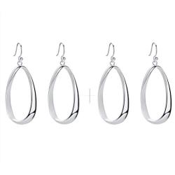 SA SILVERAGE 925 Sterling Silver Twisted Hoop Earrings Oval Round Dangle Teardrop Earrings For Women