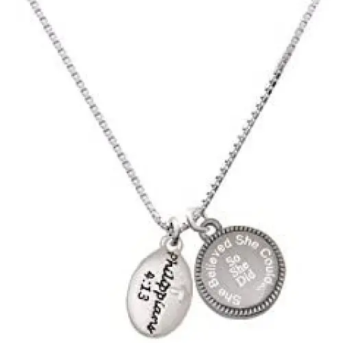 Delight Jewelry Bible Verse Philippians 4:13 She Believed She Could So She Did Engraved Necklace