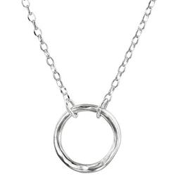 Sterling Silver Hammered Open Circle Moon Pendant 16.53'' with 2.75'' extension