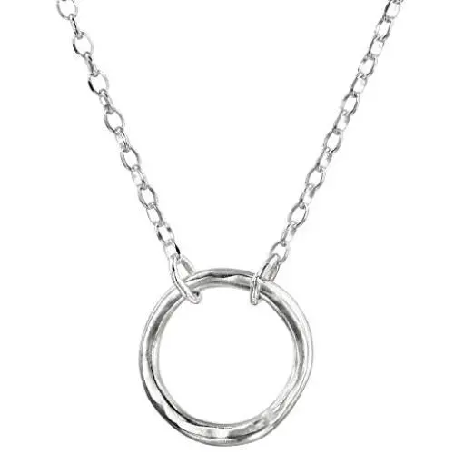 Sterling Silver Hammered Open Circle Moon Pendant 16.53'' with 2.75'' extension Sterling Silver Hammered Open Circle Moon Pendant 16.53'' with 2.75'' extension