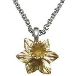 Kiola Designs Gold Toned Welsh Daffodil Flower Pendant Necklace