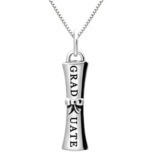 ALOV Jewelry Sterling Silver Graduation Diploma Pendant Necklace ALOV Jewelry Sterling Silver Graduation Diploma Pendant Necklace