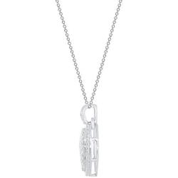 Elmas Round Natural Diamond Sterling Silver Diamond Heart Love Pendant Necklace for Teens Womens