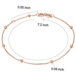 Solid 14K, 18K Gold Bracelets for Women, Real Gold Bead Thin Chain Bracelet