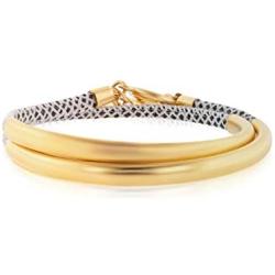 NIEVOS JEWELRY 24k Gold Plated Bracelet Wrap Around, Delicate 24k Gold Plated And White Bracelet. Delicate And Fashionable Love Designer Gift Jewelry Handmade Made By Women For Her