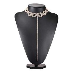 Fstrend Boho Sparkly Crystal Choker Long Necklaces Infinity Rhinestones Pendant Gold Hollow Carving Flowers Necklace Festival Party Halloween Fashion Jewelry Accessories for Women and Girls