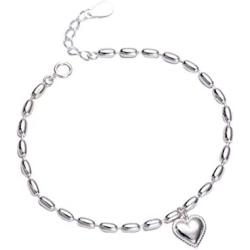 SLUYNZ Heart Bracelet for Women Teen Girls Sterling Silver Adjustable Endless Love Heart Link Bracelet