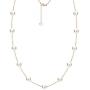 Tin Cup Station Chain Layered Necklace Cultured Freshwater White Pearl Jewelry for Women 18 inch in (Choice Pearl Sizes and Metal Type)