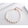 Pearl Bracelets Freshwater Cultured Strand Pearl Bracelets Gold Filled with Adjustable Chain Jewelry Gift for Teen Girls Daughter Women Bridal