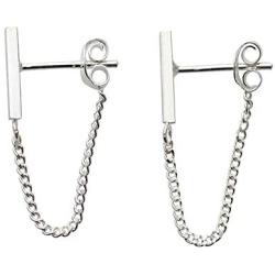 Cinlan Simple Chain 925 Sterling Silver Dangle Earrings Jewelry Minimalist Asymmetric earrings