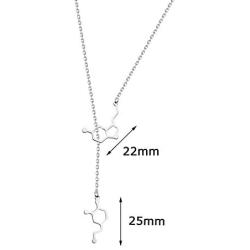 KUIYAI Happiness Serotonin Molecule Dopamine Molecule Lariat Y Necklace Molecular Structure Pendant Necklace Science Geek Jewelry Chemistry Lovers Gift