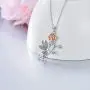 RMREWY Flower Fairy Necklace 925 Sterling Silver Flower Girl Rose Pendant Necklace Fairy with Angel Wings Jewelry Gift for Princess Girls Women
