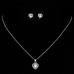 Acedre Bride Silver Bridal Necklace Earrings Set Crystal Wedding Jewelry Set Rhinestone Choker Necklace for Women and Girls (Set of 3)