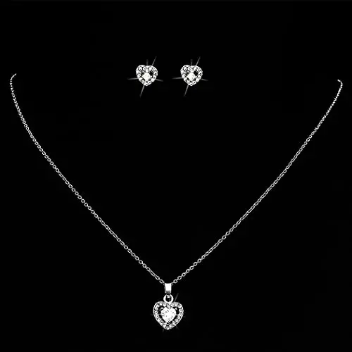 Acedre Bride Silver Bridal Necklace Earrings Set Crystal Wedding Jewelry Set Rhinestone Choker Necklace for Women and Girls (Set of 3) Acedre Bride Silver Bridal Necklace Earrings Set Crystal Wedding Jewelry Set Rhinestone Choker Necklace for Women and Girls (Set of 3)