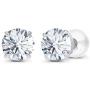 Solid 14K Yellow or White or Rose Gold 6mm Round Genuine Birthstone Gemstone Prong Set Stud Earrings For Women and Girls