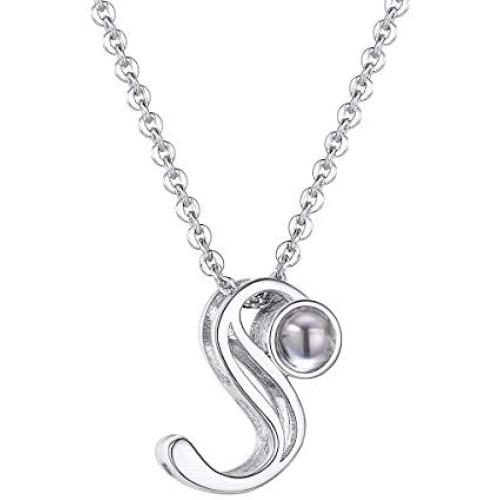 GoldChic Jewelry i Love u Necklace in 100 Languages, Old English Initial Necklace for Women/Girls,I Love You Necklaces for Girlfriend, Adjustable Chain Length 18''-20'', with Gift Box