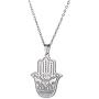 LUSSO Hamsa Hand of Fatima Pendant Necklace Evil Eye Necklace Dainty Fashion Jewelry Egyptian Necklace Good Luck Stainless Steel Pendant Success and Protection Pendant for Men Women