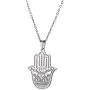 LUSSO Hamsa Hand of Fatima Pendant Necklace Evil Eye Necklace Dainty Fashion Jewelry Egyptian Necklace Good Luck Stainless Steel Pendant Success and Protection Pendant for Men Women
