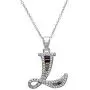Pori Jewelers Sterling Silver Baguette and Round-Cut Crystal Initial Pendant Necklace Pori Jewelers Sterling Silver Baguette and Round-Cut Crystal Initial Pendant Necklace