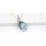 Crystalline Azuria Teardrops Crystals from Swarovski Blue Simulated Aquamarine Set Pendant Necklace 18'' Earrings 18 ct White Gold Plated