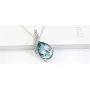 Crystalline Azuria Teardrops Crystals from Swarovski Blue Simulated Aquamarine Set Pendant Necklace 18'' Earrings 18 ct White Gold Plated
