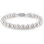 THE PEARL SOURCE Sterling Silver 7-8mm AAA Quality Round White Freshwater Cultured Pearl Bracelet for Women