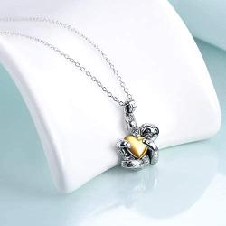 YAFEINI Sloth Gifts Sterling Silver Sloth Pendant Necklace Heart Animal Jewelry for Women and Men Gifts