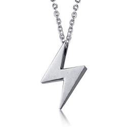 VNOX Vintage Antique Stainless Steel Lightning Bolt Pendant Necklace for Men Women,Free Chain 20 Inches