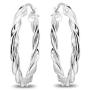 Sterling Silver Twist Round Hoop Earrings for Women Girls (3x15mm - 45mm Diameter)