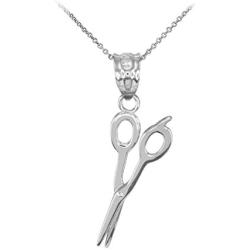 925 Sterling Silver High Polish Hair Stylist Scissor Pendant Necklace