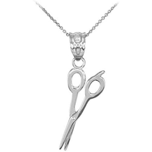 925 Sterling Silver High Polish Hair Stylist Scissor Pendant Necklace