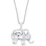 AFFY Round Cut Cubic Zirconia Elephant Floater Pendant Necklace in 14K White Gold Over Sterling Silver