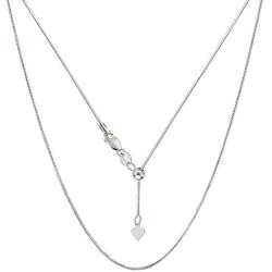 Authentic Solid Sterling Silver 1MM Adjustable 8 Sided Snake Chain Necklace, Extends Up to 24'', Bolo Slider Necklace, Flexible Snake Necklace for Women, Next Level Jewelry