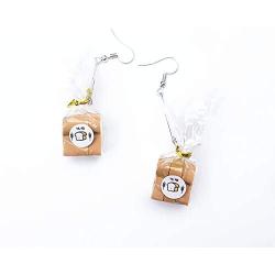 Mountainer Creative Handmade Mini Simulation Food Toast Dangle Earrings for Women Cute Bread Drop Earrings Funny Jewelry Gift