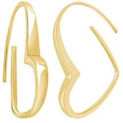 Open Heart Dangle Earrings in 14k Gold Plated 925 Sterling Silver For Women