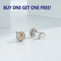 Bright Peach Cubic Zirconia Clip on Round Stud Earring Non Pierced Women/Girl Earring