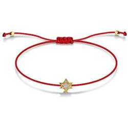 Red Protection Bracelets With Adjustable Closure and Synthetic Cubic Zircon Stones Jewish Star or Evil Eye Charms