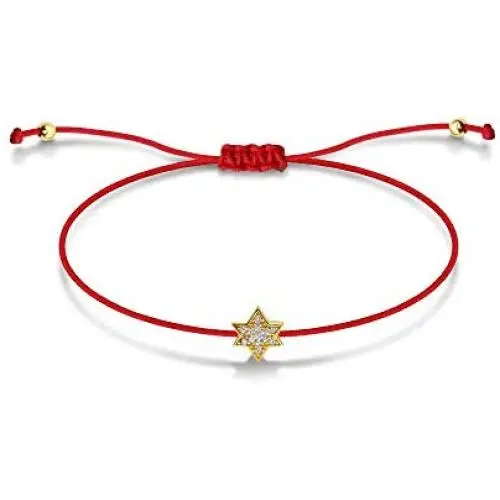 Red Protection Bracelets With Adjustable Closure and Synthetic Cubic Zircon Stones Jewish Star or Evil Eye Charms Red Protection Bracelets With Adjustable Closure and Synthetic Cubic Zircon Stones Jewish Star or Evil Eye Charms