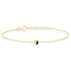 GELIN Yin Yang Charm Bracelet in 14k Solid Gold - Handmade Dainty Jewelry for Women - 14k Yellow Gold Couple Chain Bracelet - Friendship, Relationship Gift