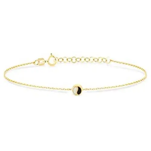GELIN Yin Yang Charm Bracelet in 14k Solid Gold - Handmade Dainty Jewelry for Women - 14k Yellow Gold Couple Chain Bracelet - Friendship, Relationship Gift GELIN Yin Yang Charm Bracelet in 14k Solid Gold - Handmade Dainty Jewelry for Women - 14k Yellow Gold Couple Chain Bracelet - Friendship, Relationship Gift