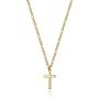 14K Gold Filled Cross Necklace for Men Figaro Chain Stainless Steel Plain Polished Cross Pendant Necklace Simple Faith Jewelry Gift for Boy Women Girls 16-24 Inches