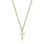 14K Gold Filled Cross Necklace for Men Figaro Chain Stainless Steel Plain Polished Cross Pendant Necklace Simple Faith Jewelry Gift for Boy Women Girls 16-24 Inches