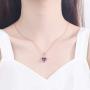 Brishow Fashion Bride Wedding Rose Gold Pendant Necklace Chain Purple Rhinestone Lover Heart Pendant Necklaces Crystal Bridal Chains Jewelry Accessories for Women and Girls