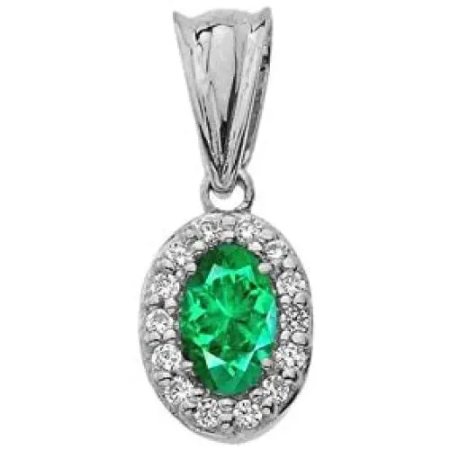 Tiny 14k White Gold Diamond and Genuine Emerald Pendant Tiny 14k White Gold Diamond and Genuine Emerald Pendant
