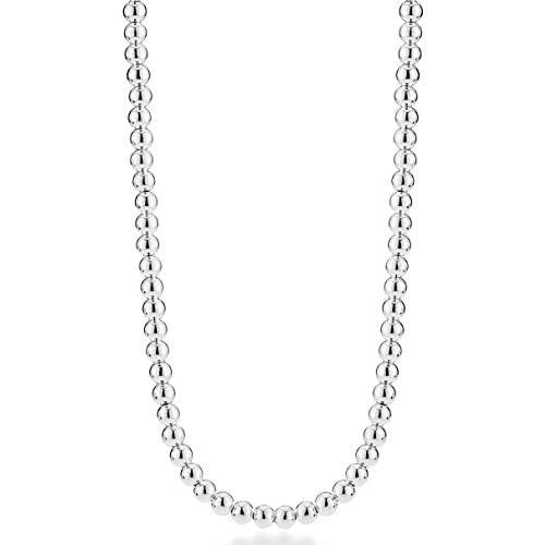Miabella 925 Sterling Silver Italian Handmade 4mm Bead Ball Strand Chain Necklace for Women 16, 18, 20 Inch Made in Italy