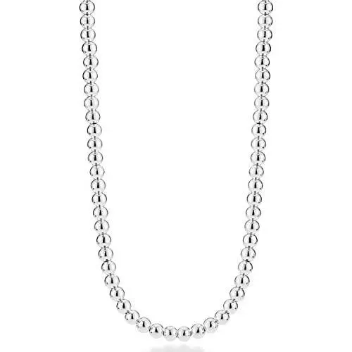 Miabella 925 Sterling Silver Italian Handmade 4mm Bead Ball Strand Chain Necklace for Women 16, 18, 20 Inch Made in Italy