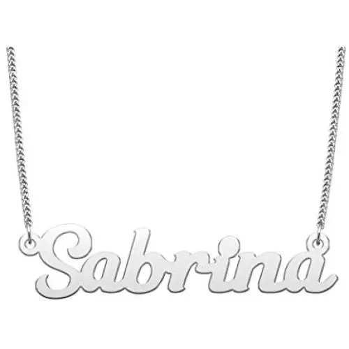 LuxglitterLin Name Necklace Personalized Initial Necklace Stainless Steel Curb Link Chain Jewelry for Women Men